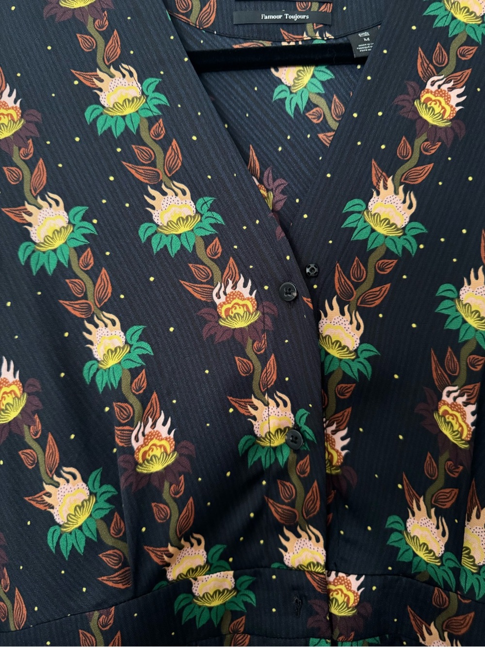 Scotch & Soda Black Floral-Print Wrap Midi Dress - Picture 5 of 8